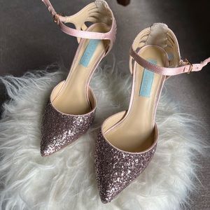 Betsey Johnson rose sparkly heels